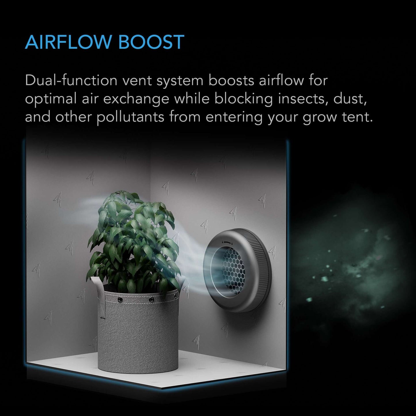 AC Infinity Grow Tent Duct Vent Attachment, 8-Inch 2 Pack, Light-Blocking & Dust-Resistant