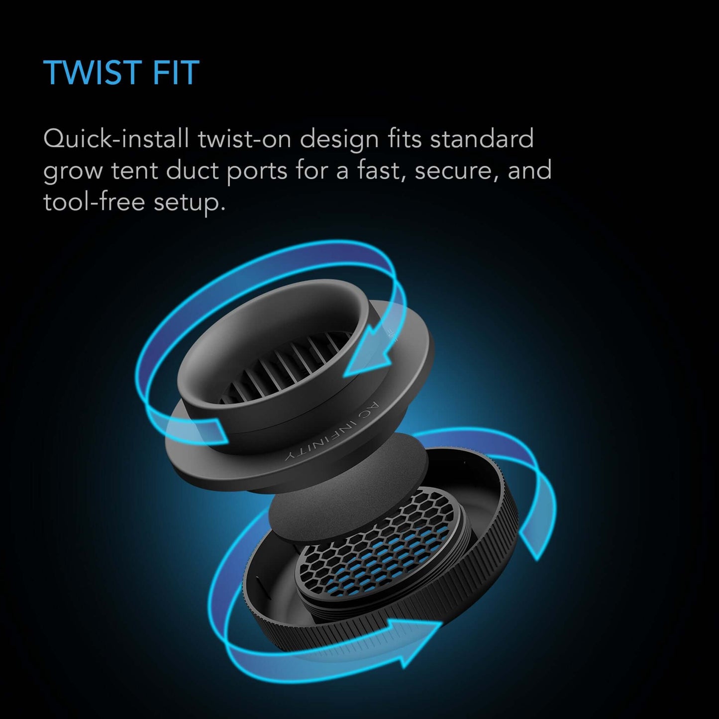 AC Infinity Grow Tent Duct Vent Attachment, 6-Inch 2 Pack, Light-Blocking & Dust-Resistant