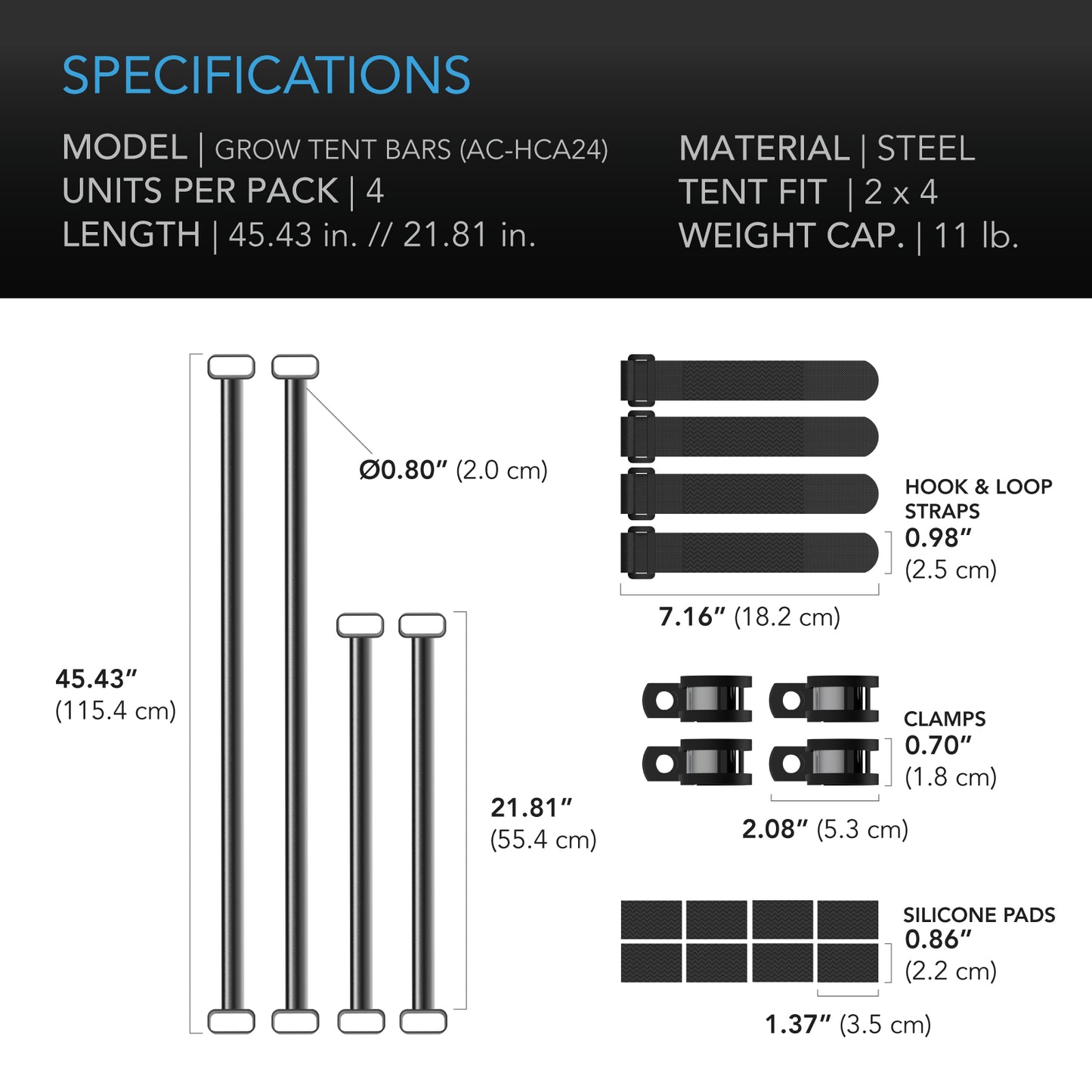 AC Infinity Grow Tent Mounting Bars for Indoor Grow Spaces 2x4' product image 6