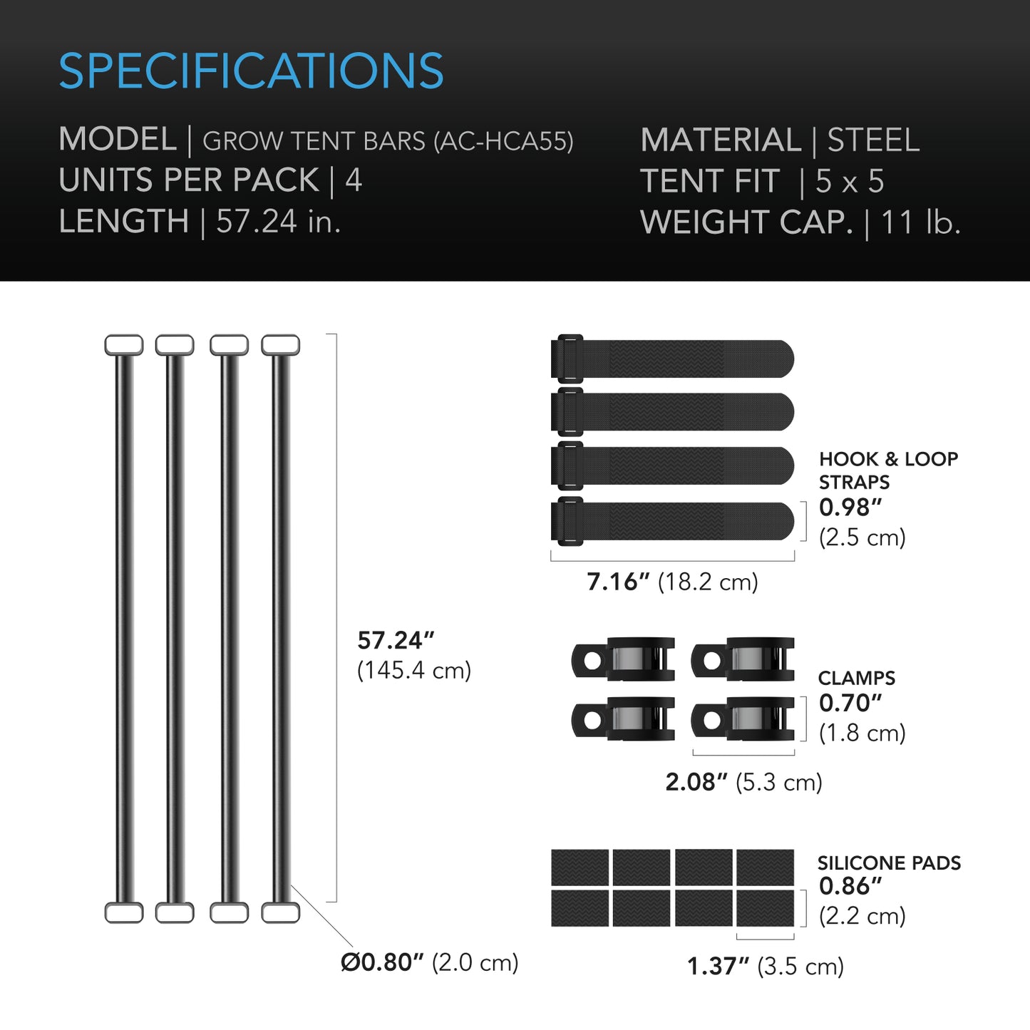 AC Infinity Grow Tent Mounting Bars for Indoor Grow Spaces 5x5' product image 6