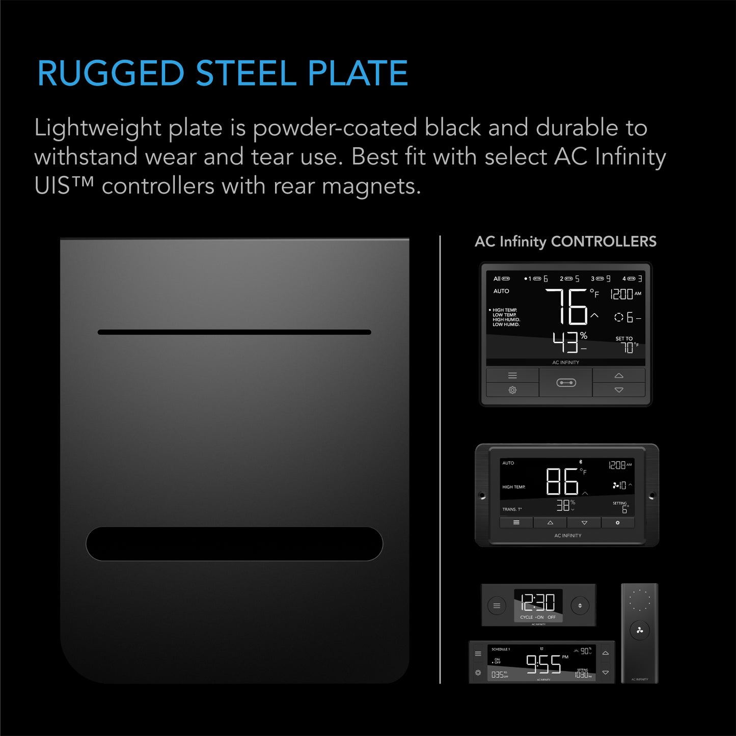 AC Infinity Grow Tent Mounting Plate Steel Powder Coat Black 6x7" product image 3