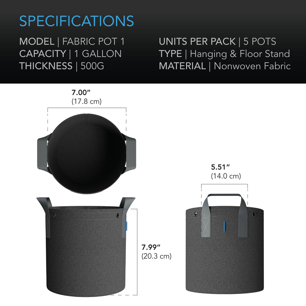 AC Infinity Heavy Duty Fabric Pots 1 Gallon 5-Pack product image 6