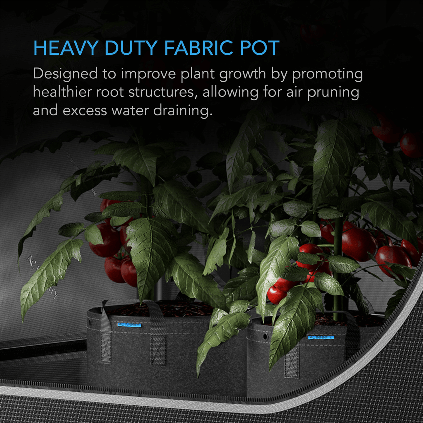 AC Infinity Heavy Duty Fabric Pots, 7 Gallon, 5-Pack | AC-PFP7 | Grow Tents Depot | Planting & Watering | 819137021686