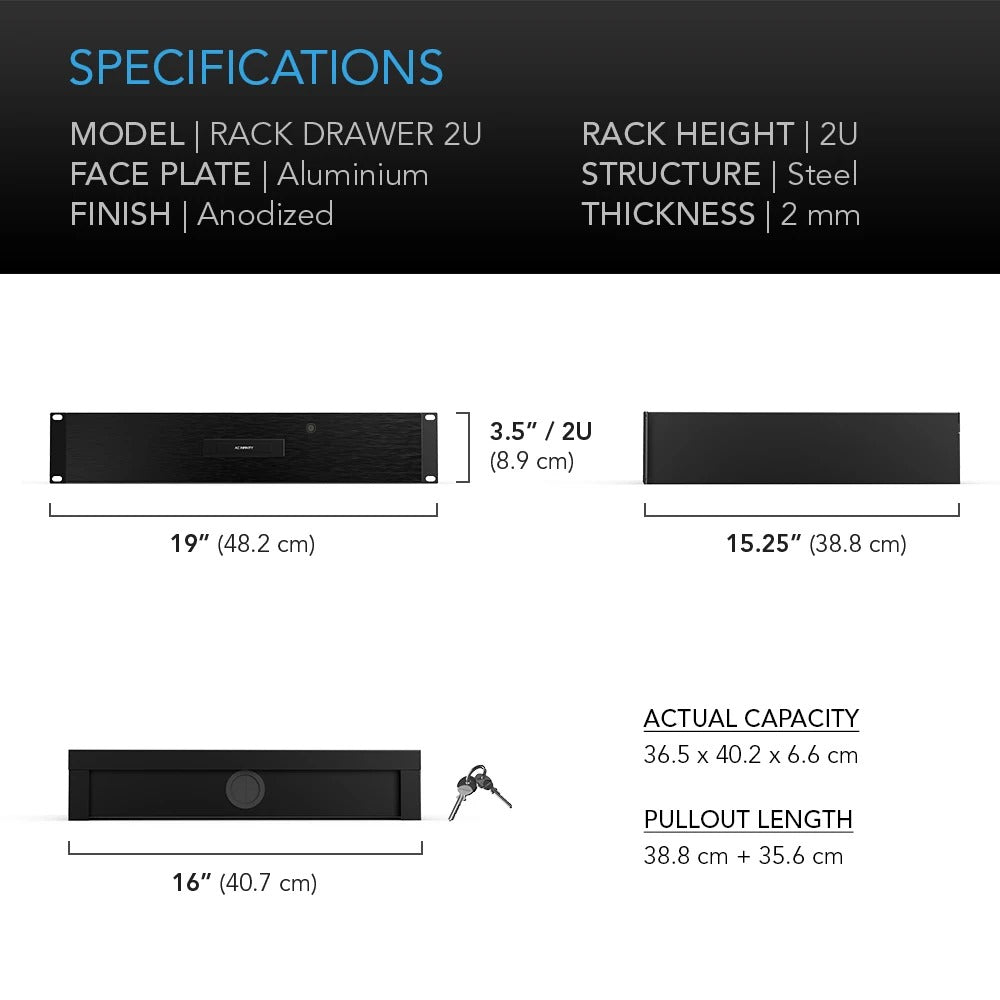 AC Infinity Heavy-Duty Rack Drawer w/ Aluminum Faceplate, 2U product image 5