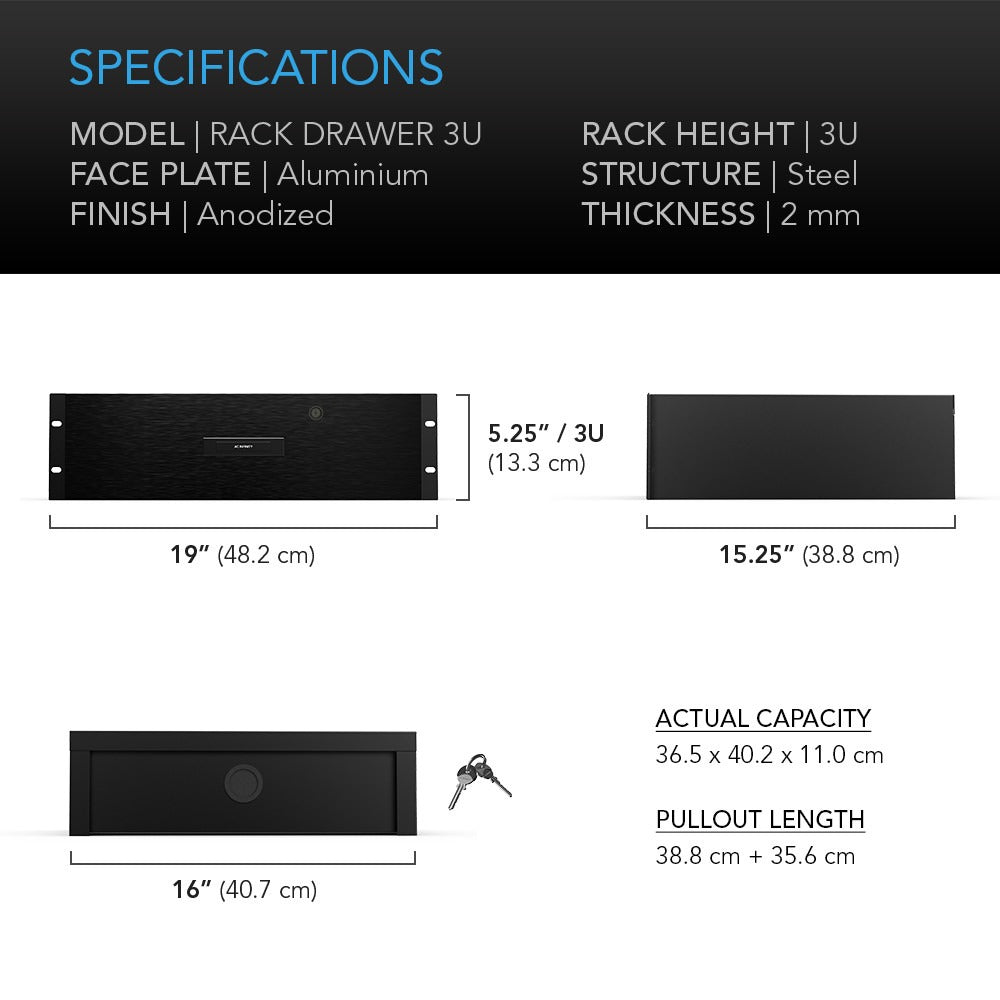 AC Infinity Heavy-Duty Rack Drawer w/ Aluminum Faceplate, 3U product image 5