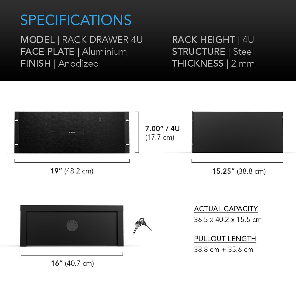 AC Infinity Heavy-Duty Rack Drawer w/ Aluminum Faceplate, 4U product image 5