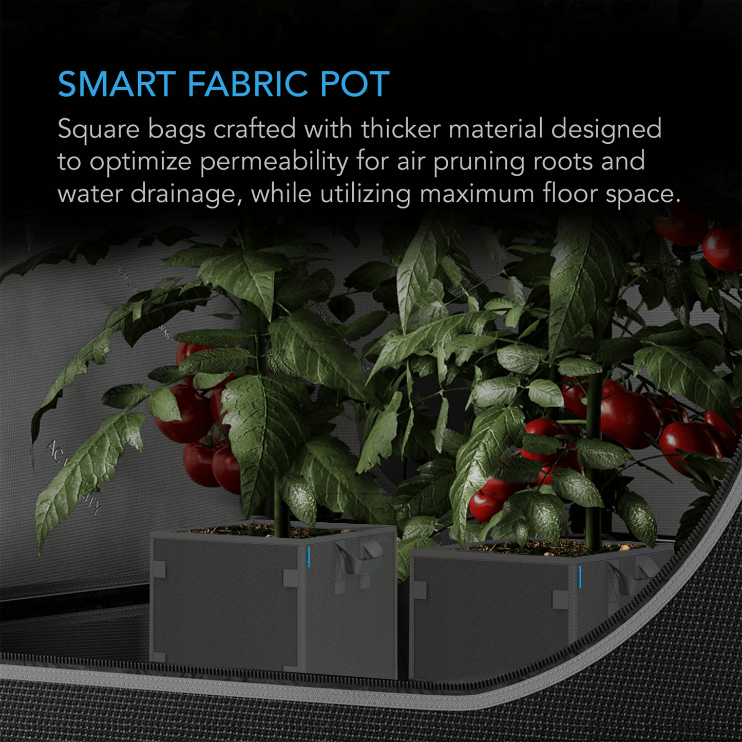 AC Infinity Heavy Duty Square Fabric Pots, 3 Gallon, 5-Pack | AC-SFP3 | Grow Tents Depot | Planting & Watering | 819137022621