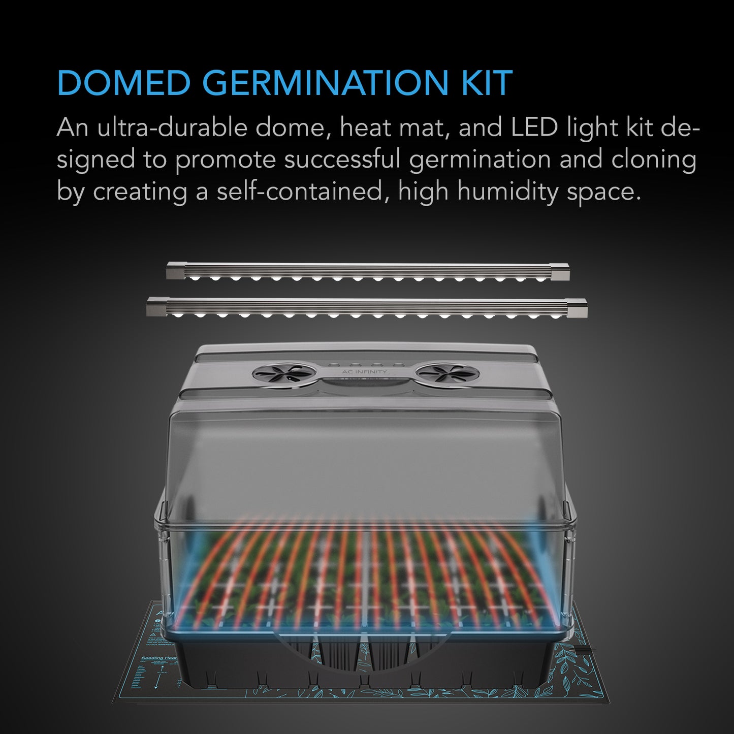 AC Infinity Humidity Dome Germination Kit w/ Seedling Mat & LED Light product image 2