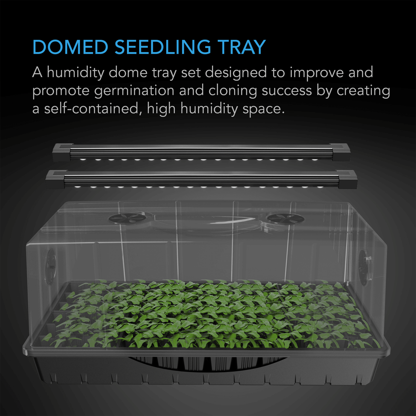 AC Infinity Humidity Dome, Germination Kit with LED Grow Light Bars, 6x12 Cell Tray AC-HDL7 Planting & Watering 819137023871
