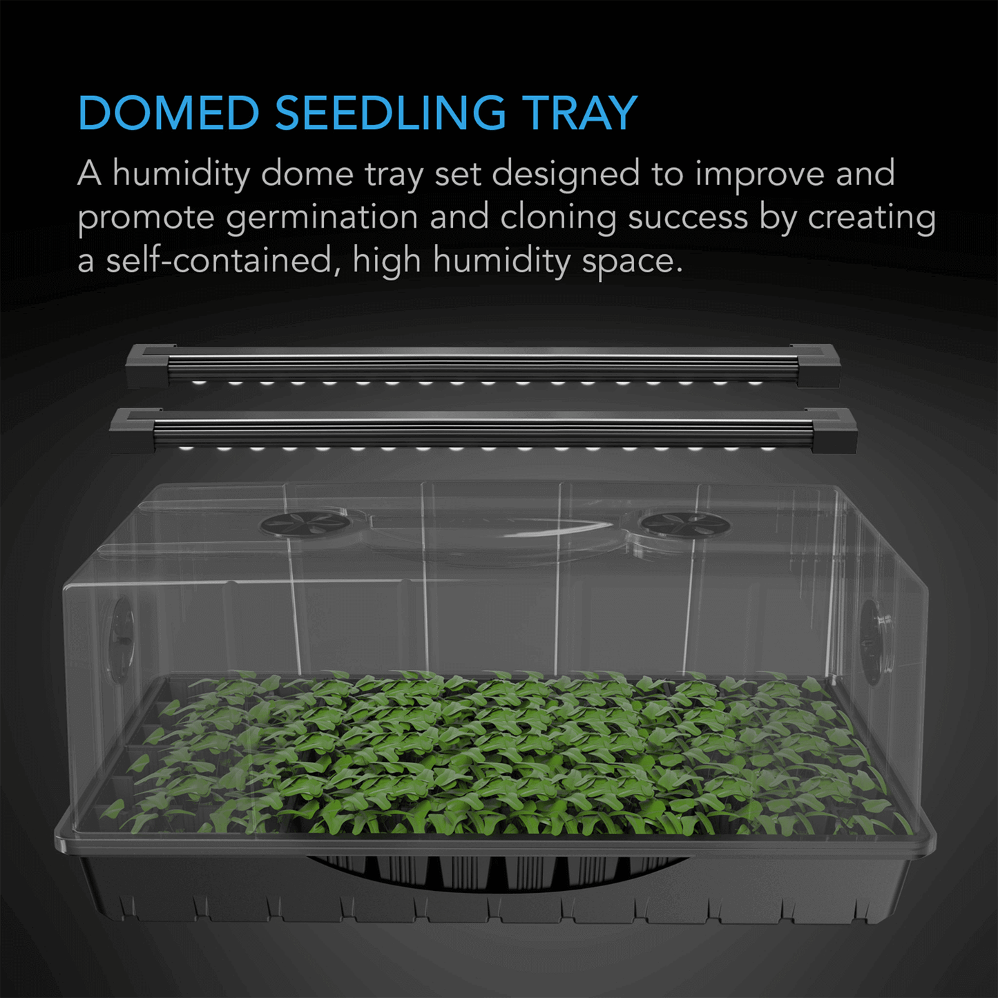 AC Infinity Humidity Dome, Germination Kit with LED Grow Light Bars, 6x12 Cell Tray | AC-HDL7 | Grow Tents Depot | Planting & Watering | 819137023871
