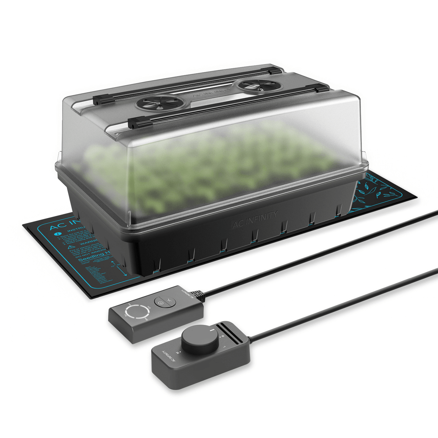 AC Infinity Humidity Dome, Germination Kit with Seedling Mat and LED Grow Light Bars, 5x8 Cell Tray | AC-HMX5 | Grow Tents Depot | Planting & Watering | 819137023413