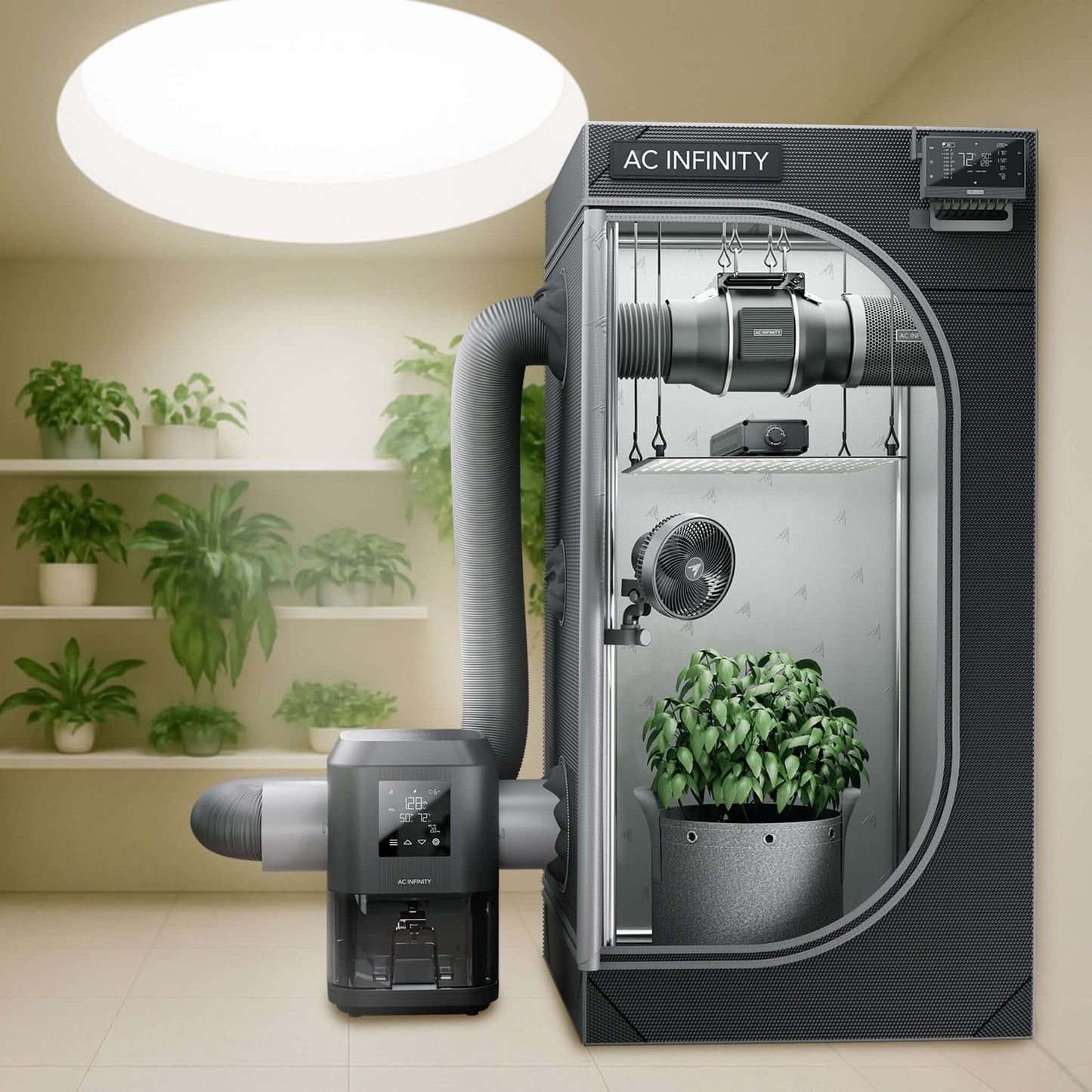 AC Infinity HYDRONE 3, Plant Dehumidifier with VPD Humidity Controls, 10-Level Precision Environmental Stabilizer, High-Precision PWM Motor, Intake Fan Mode, Dual Duct, up to 2x2 Grow Tents