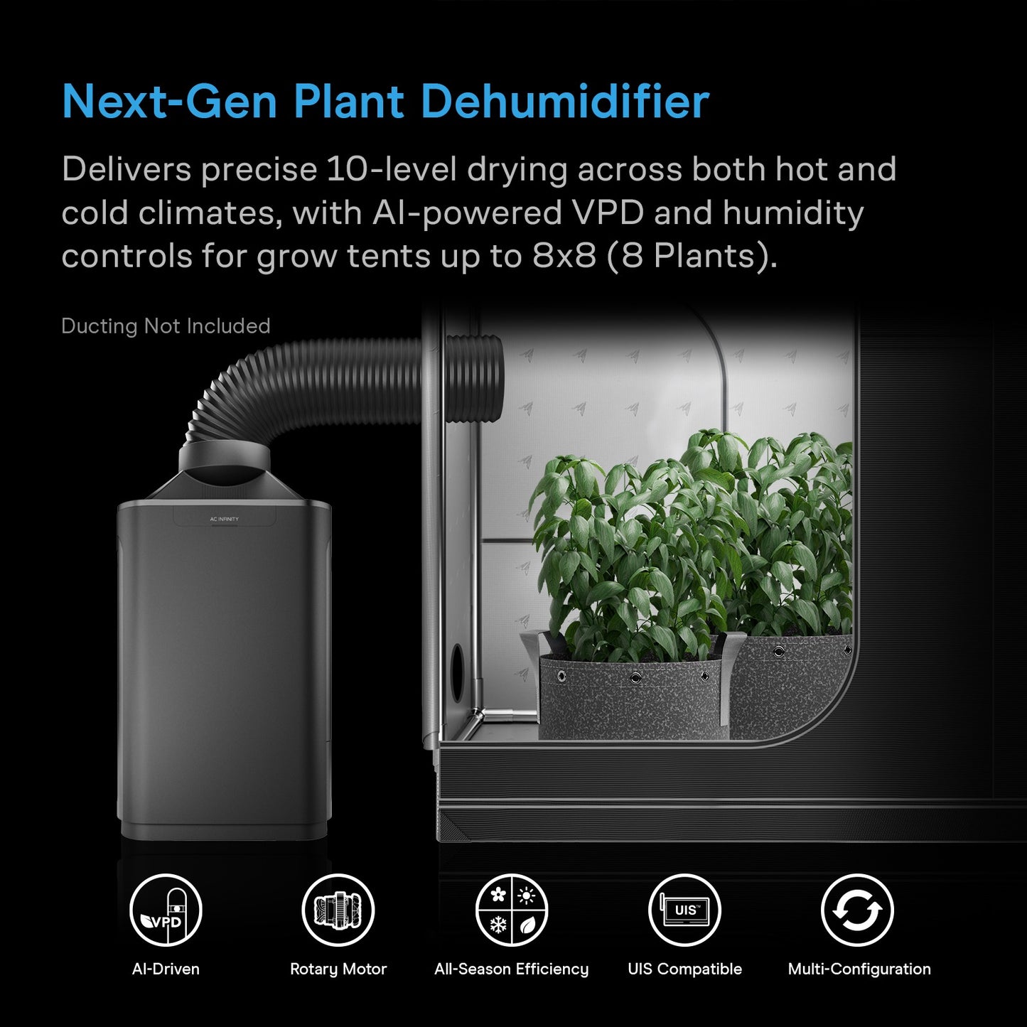 AC Infinity HYDRONE 7 Plant Dehumidifier w/ VPD Humidity Controls 10 product image 3