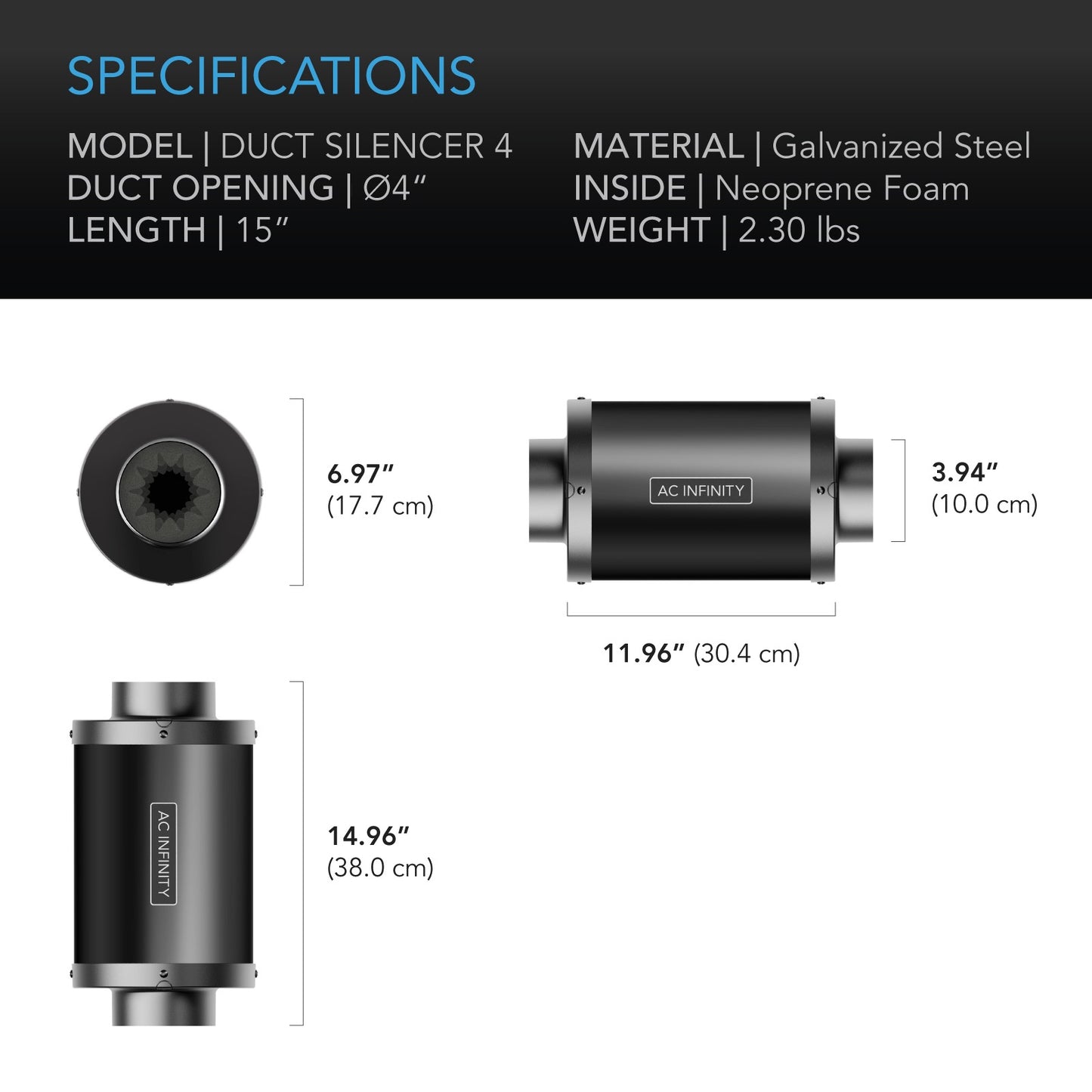 AC Infinity Inline Duct Fan Silencer 4-Inch product image 5