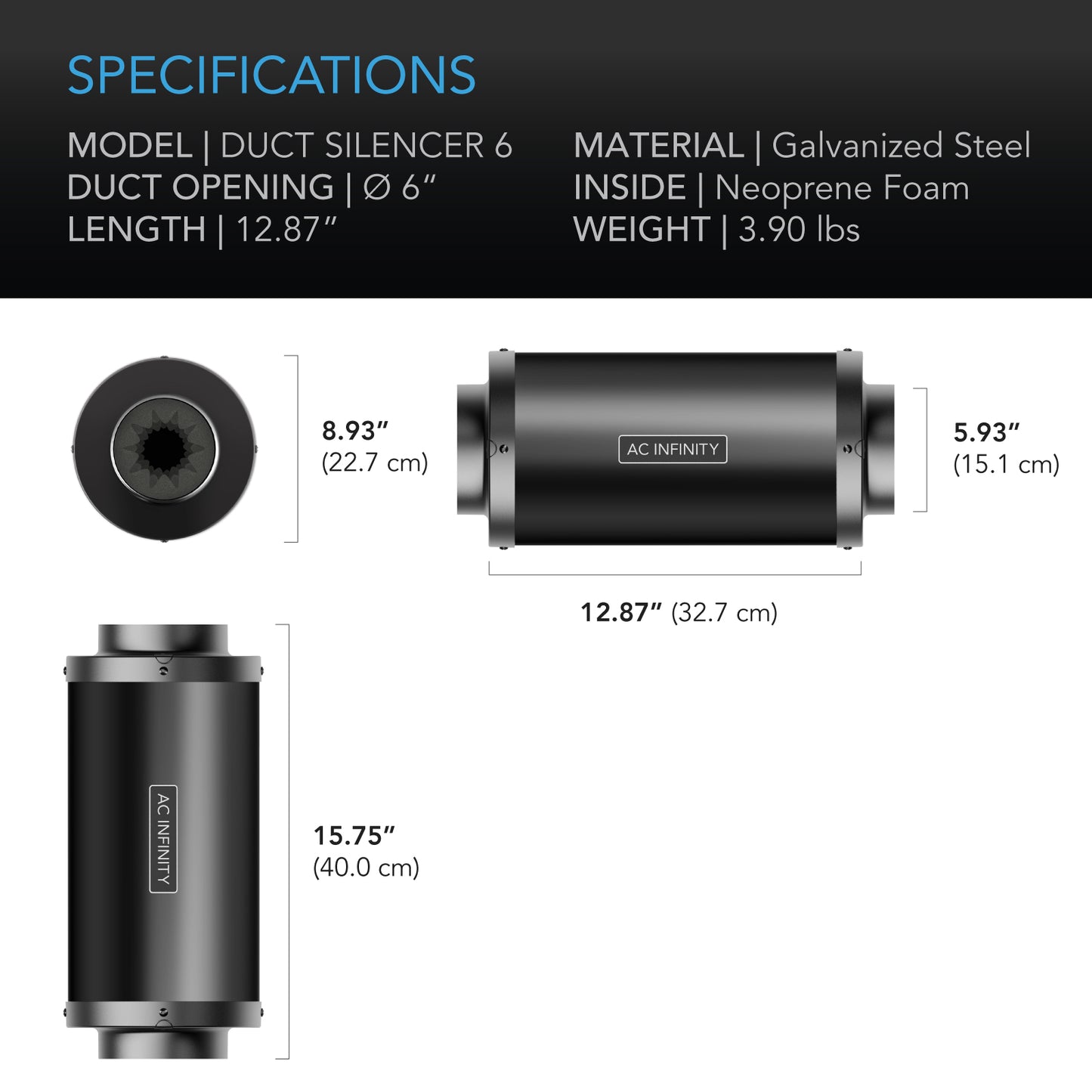 AC Infinity Inline Duct Fan Silencer 6-Inch product image 5