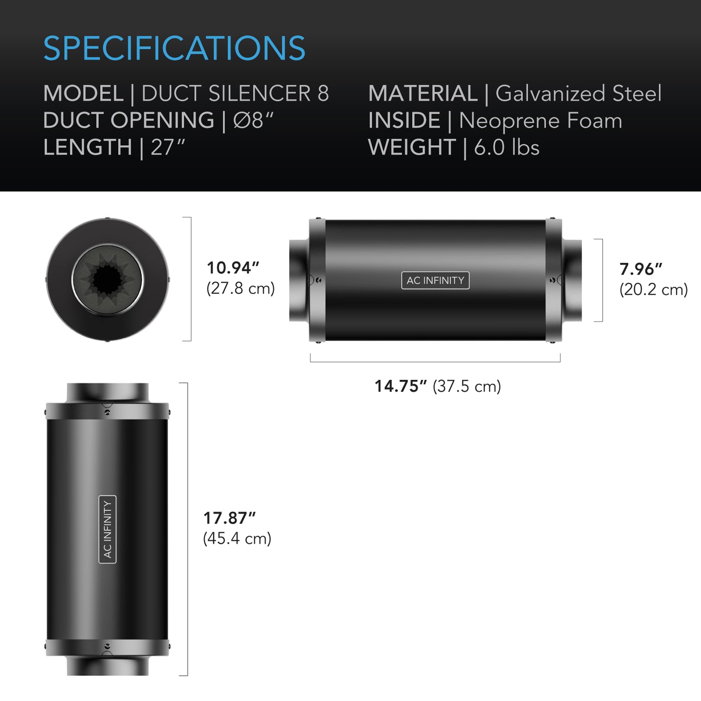 AC Infinity Inline Duct Fan Silencer 8-Inch product image 5