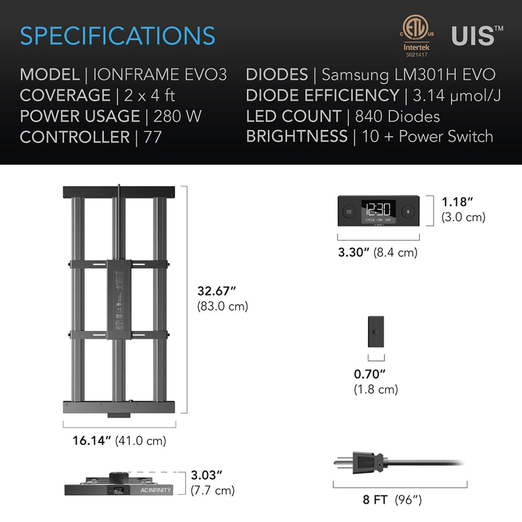 AC Infinity IONFRAME EVO3 280W Samsung LM301H EVO Commercial LED Light product image 9