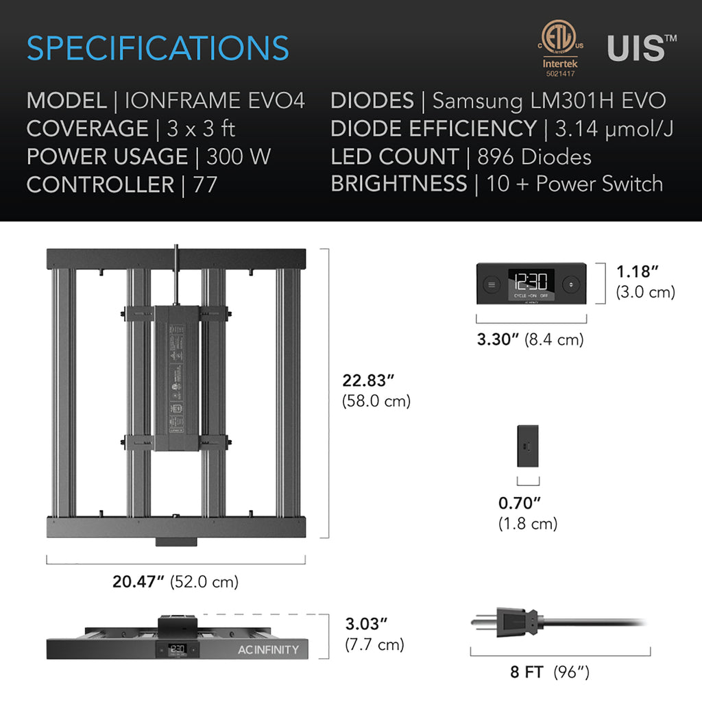AC Infinity IONFRAME EVO4 300W Samsung LM301H EVO Commercial LED Light product image 7