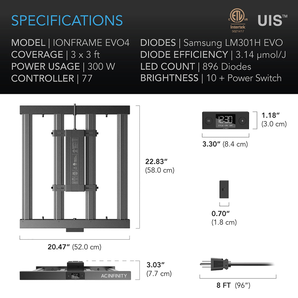 AC Infinity IONFRAME EVO4 300W Samsung LM301H EVO Commercial LED Light product image 9
