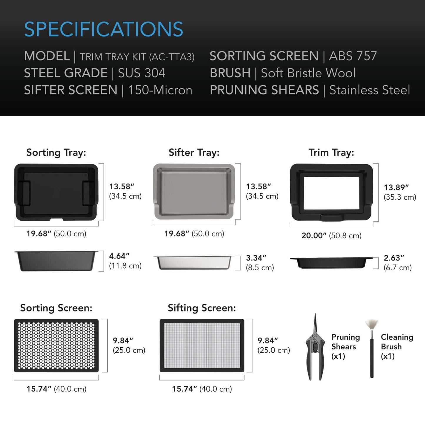 AC Infinity Large Trim Tray System 3-Tray & 2-Screen Kit product image 6