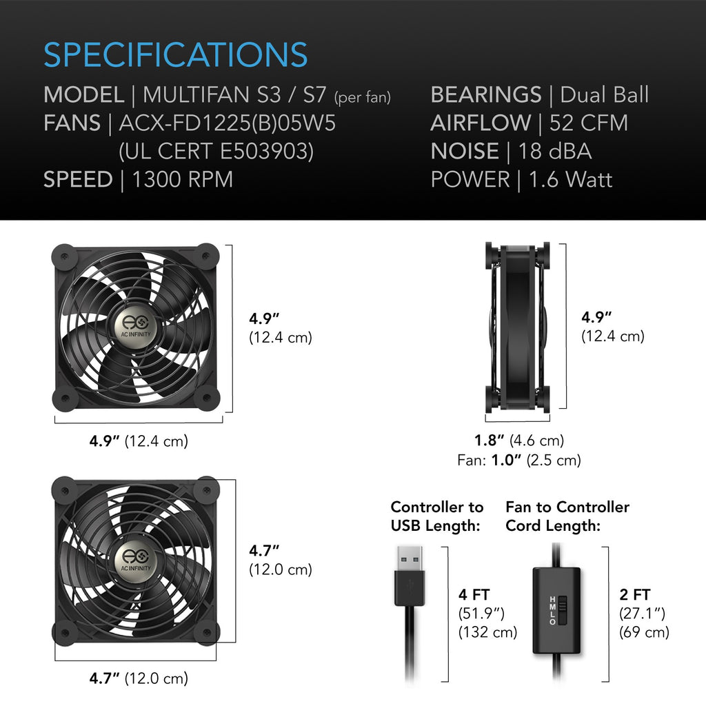 AC Infinity MULTIFAN S3 Quiet USB Cooling Fan 120mm product image 6