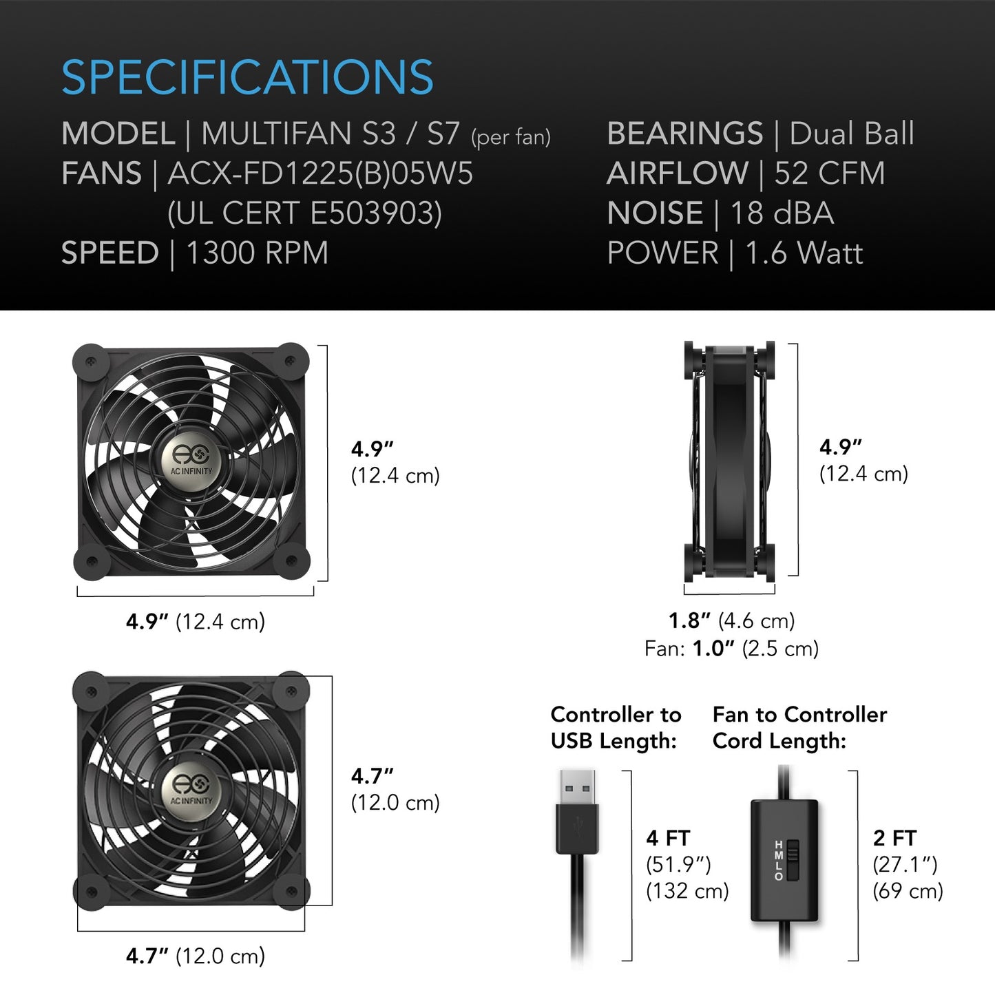 AC Infinity MULTIFAN S3 Quiet USB Cooling Fan 120mm product image 6
