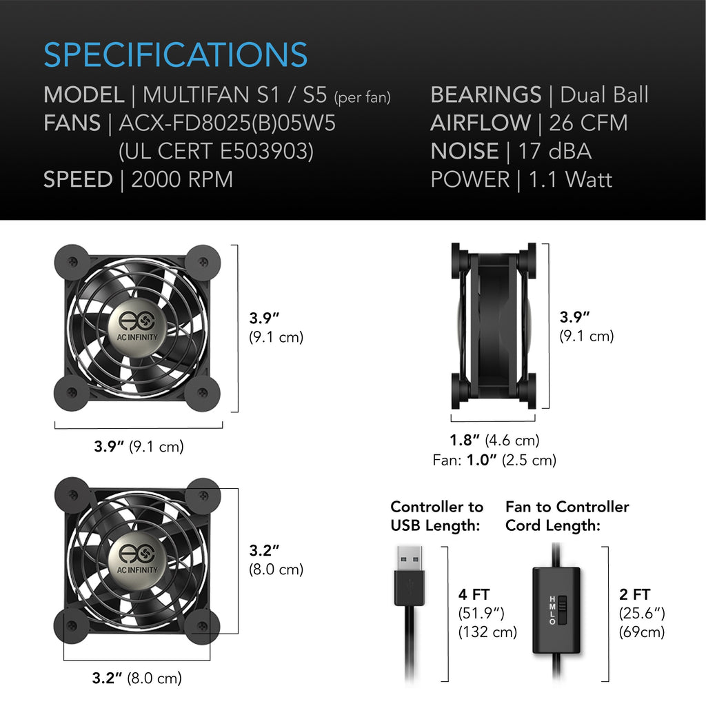 AC Infinity MULTIFAN S5 Quiet USB Cooling Fan Dual 80mm product image 6
