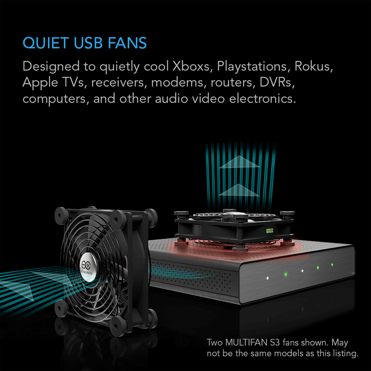 AC Infinity MULTIFAN S5, Quiet USB Cooling Fan, Dual 80mm AI-MPF80A2 Climate Control 854759004334