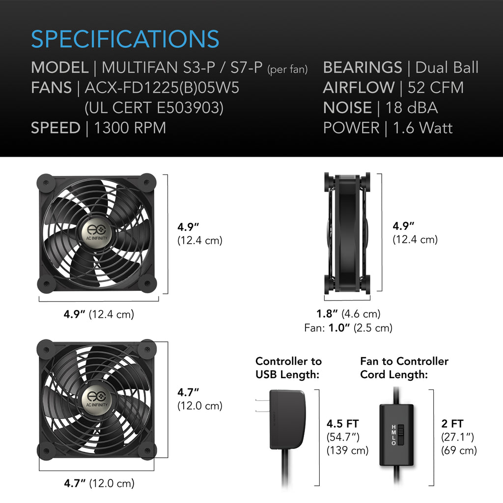 AC Infinity MULTIFAN S7-P Quiet AC-Powered Cooling Fan Dual 120mm product image 6