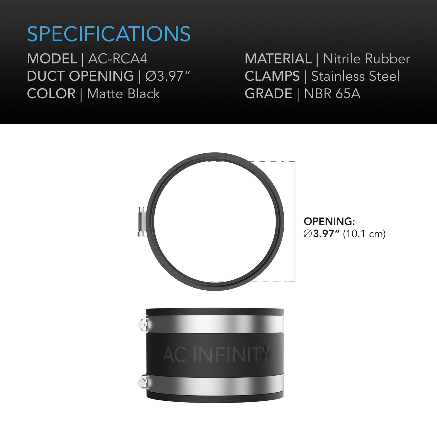 AC Infinity Noise Reduction Clamp Duct Coupler w/ Stainless Steel product image 5