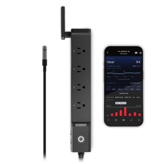 AC Infinity OUTLET AI Environment Controller, Smart WiFi Outlets, Dual-Zone Temperature Humidity, AI Targeting, Dynamic ON/OFF Programming, Expandable Sensors, Individual Control 4-Plugs, 1800W