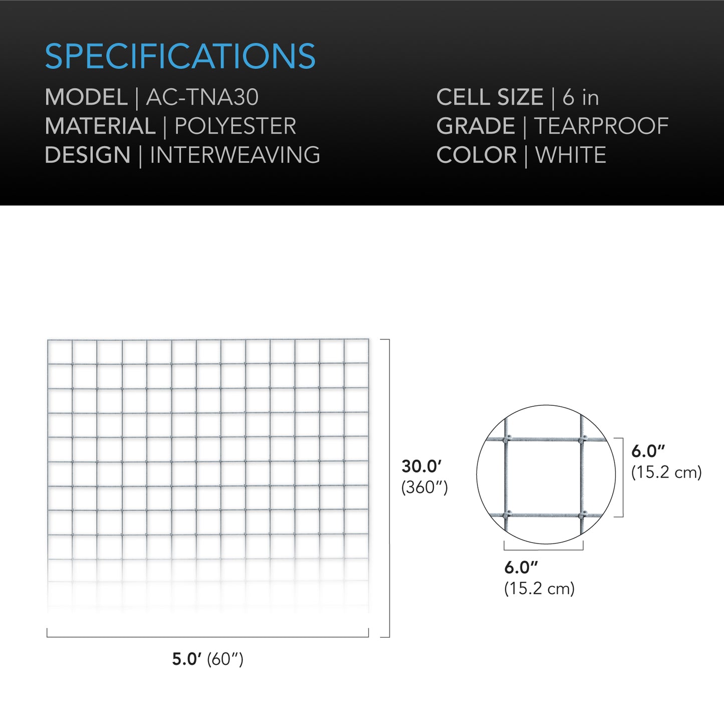 AC Infinity Polyester Plant Trellis Netting 5x30' product image 4