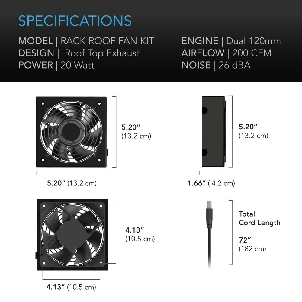 AC Infinity Rack Roof Fan Kit, Dual Cooling-Fans w/ Speed Controller product image 6
