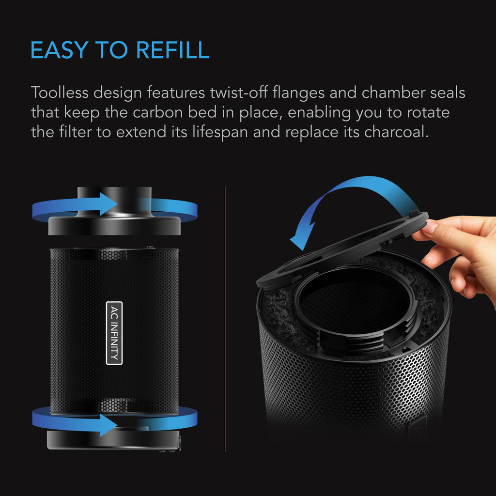 AC Infinity Refillable Carbon Filter Kit w/ Charcoal Refill 8-Inch product image 5