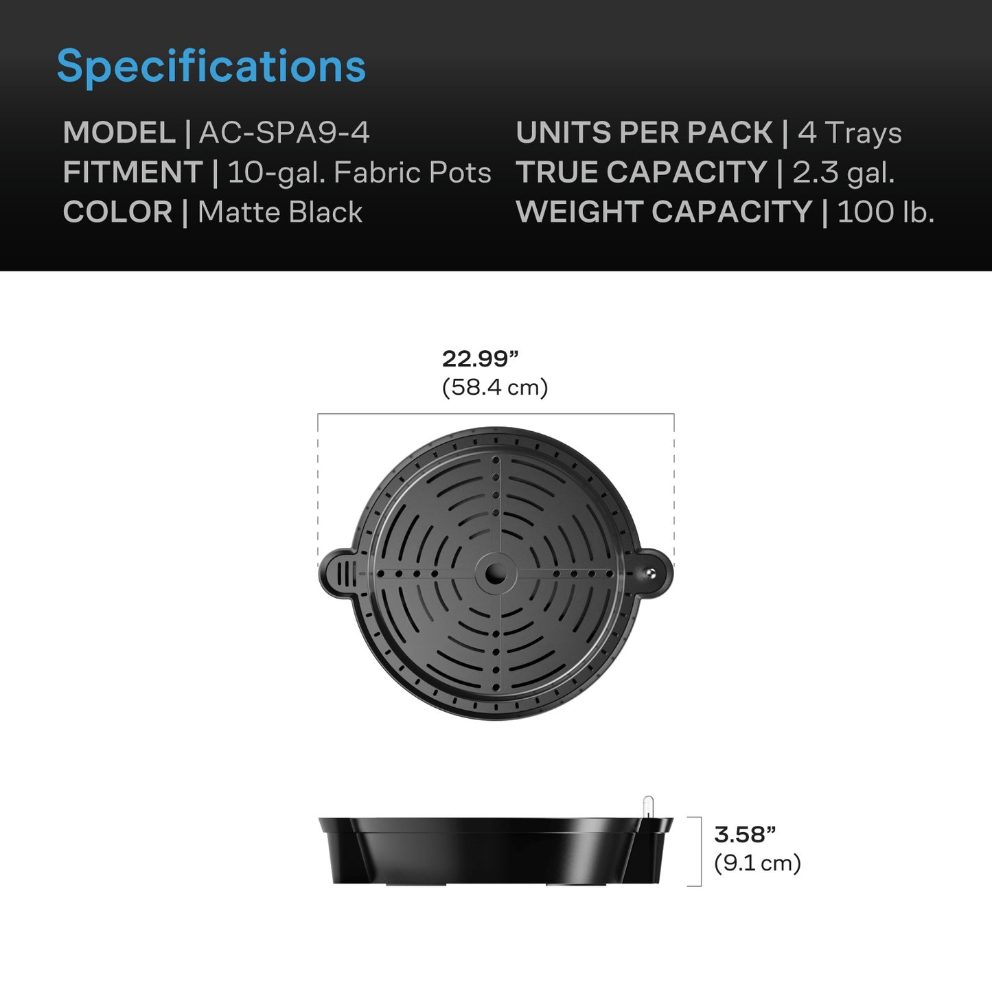 AC Infinity Self-Watering Fabric Pot Base XL 4-Pack product image 13