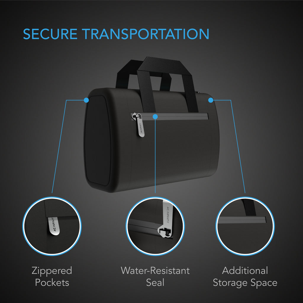 AC Infinity Smell Proof Handbag Black w/ 900D Nylon Fabric & Carbon product image 4