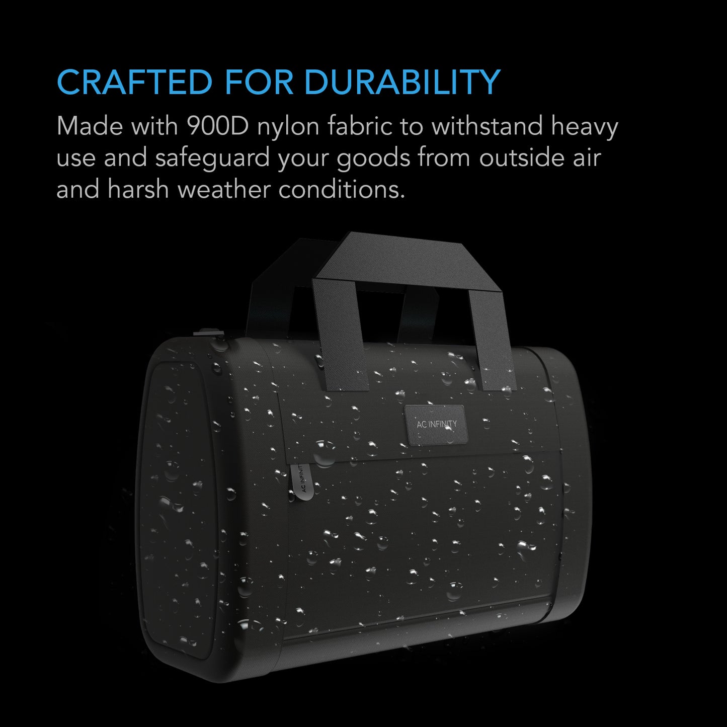 AC Infinity Smell Proof Handbag Black w/ 900D Nylon Fabric & Carbon product image 5