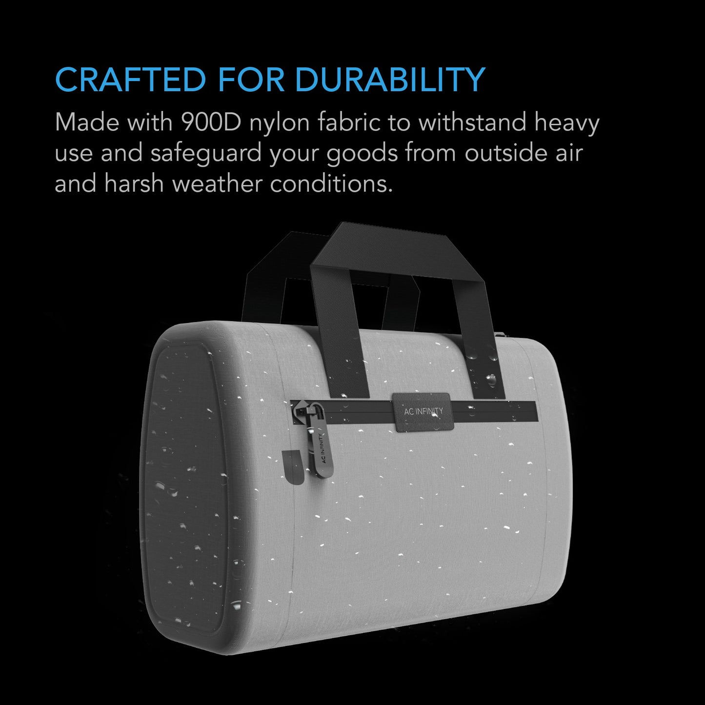 AC Infinity Smell Proof Handbag Gray w/ 900D Nylon Fabric & Carbon product image 5
