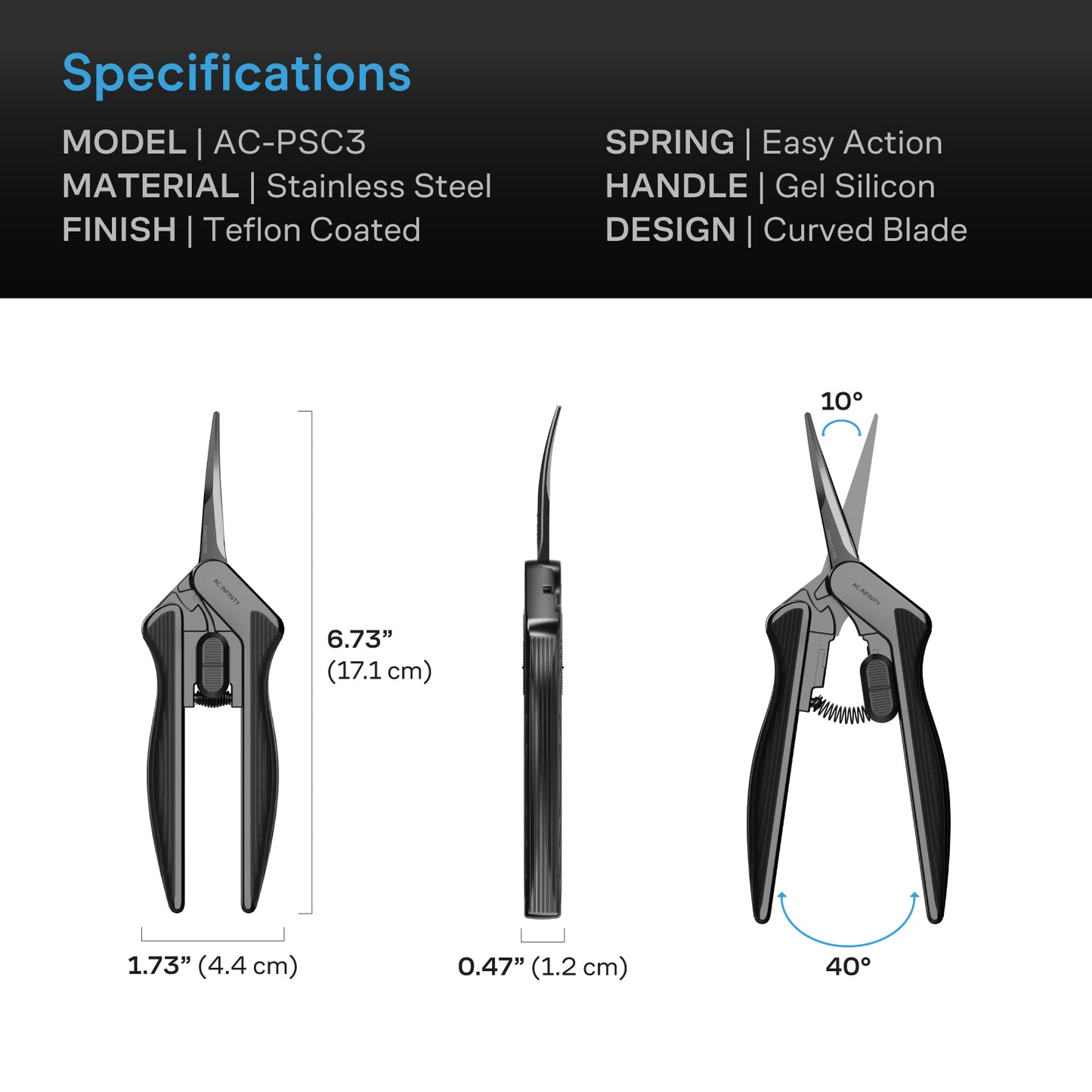 AC Infinity Stainless Steel Curved Pruning Shear Ergonomic Lightweight product image 5
