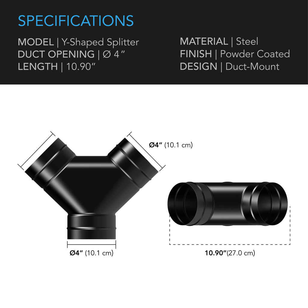 AC Infinity Steel 3-Way Duct Splitter 4-Inch product image 2