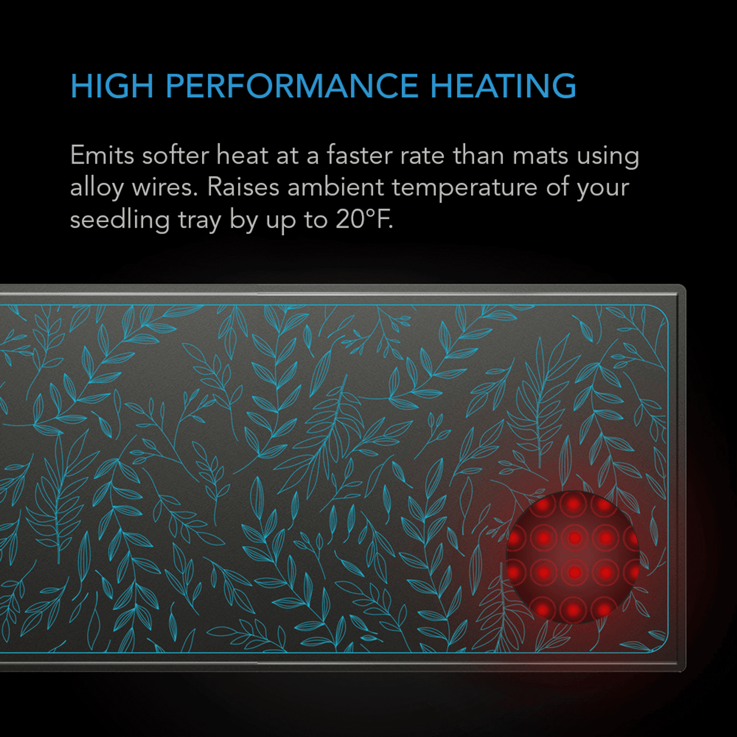 AC Infinity SUNCORE A1 heat mat showcasing high-performance heating for seed germination with faster, softer heat distribution.