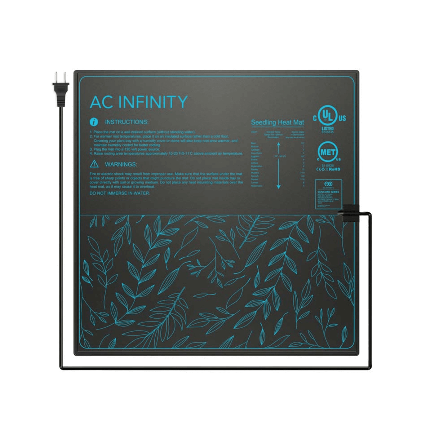 AC Infinity SUNCORE A5, Seedling Heat Mat, IP-67 Waterproof, 20" x 20.75" AC-SMA5 Planting & Watering 819137021181