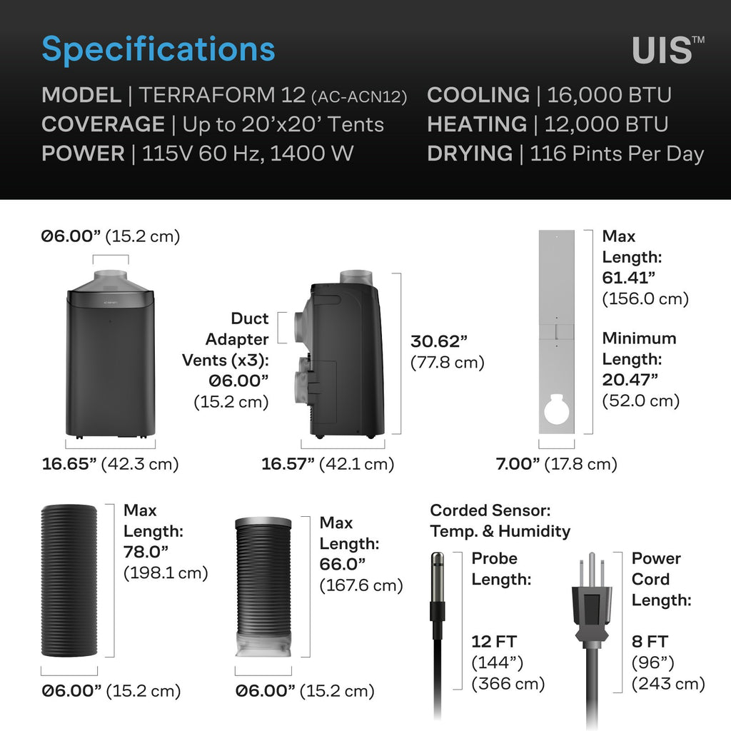 AC Infinity TERRAFORM 12, All-In-One Climate Control A/C w/ One-Duct Auto Switching 16,000 BTU product image 8