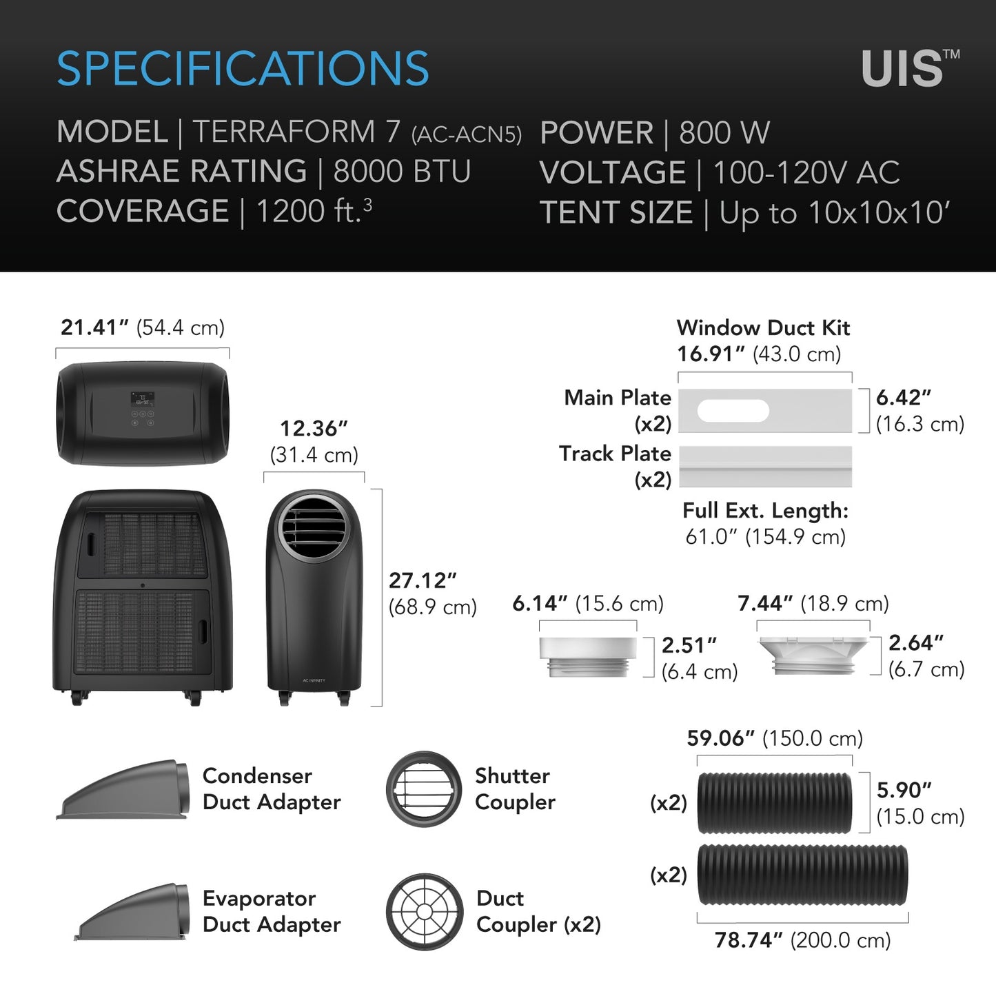 AC Infinity TERRAFORM 7 Multifunction A/C w/ Heater Dehumidifier product image 7