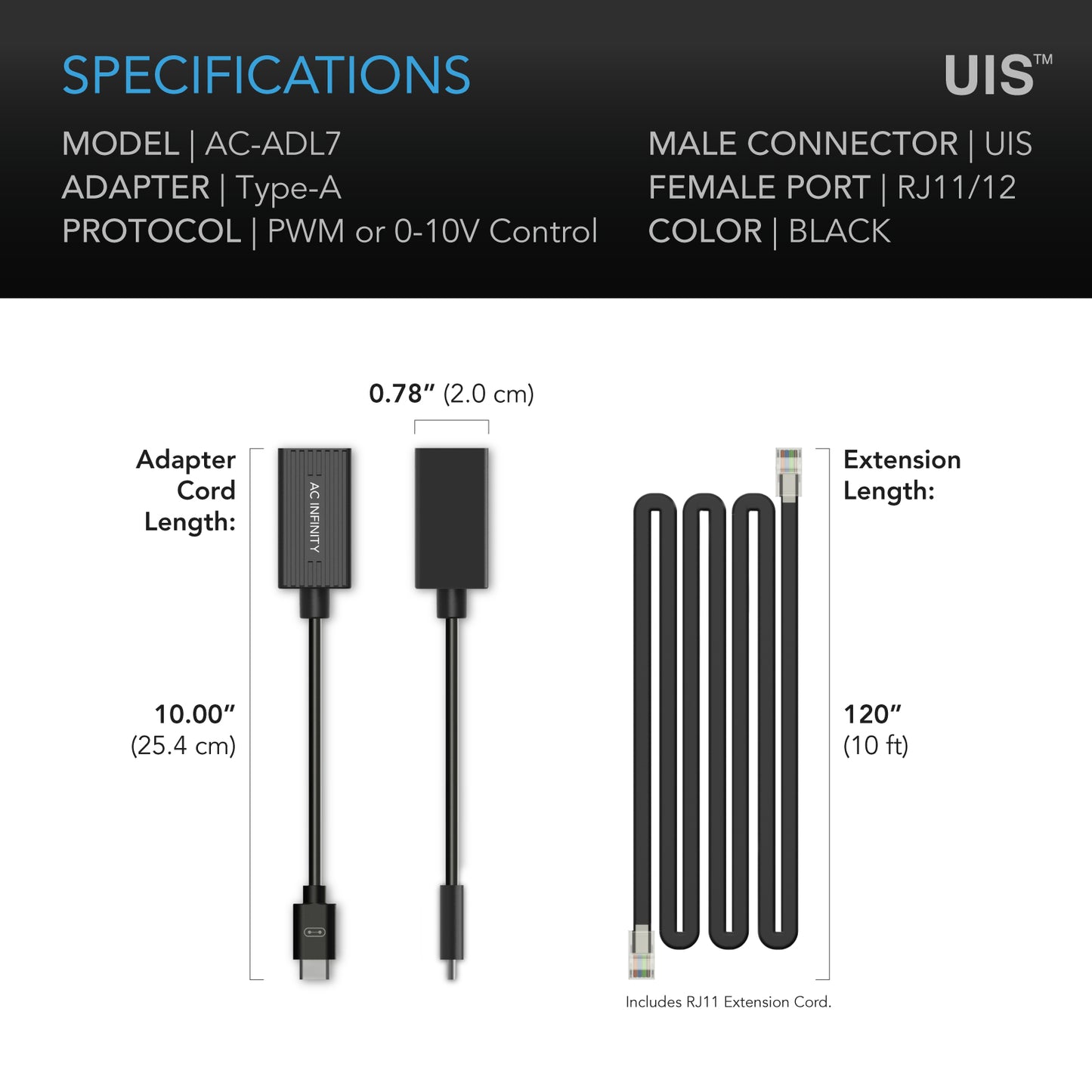 AC Infinity UIS Lighting Adapter Type-A for RJ11/12 Connector Lights product image 6
