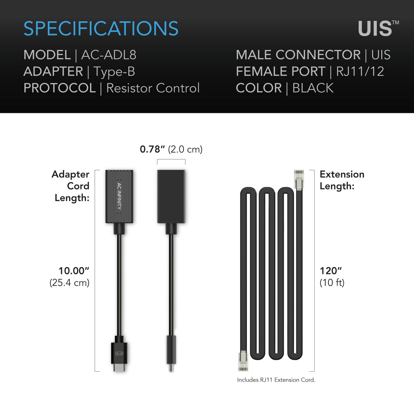 AC Infinity UIS Lighting Adapter Type-B for RJ11/12 Connector Lights product image 6
