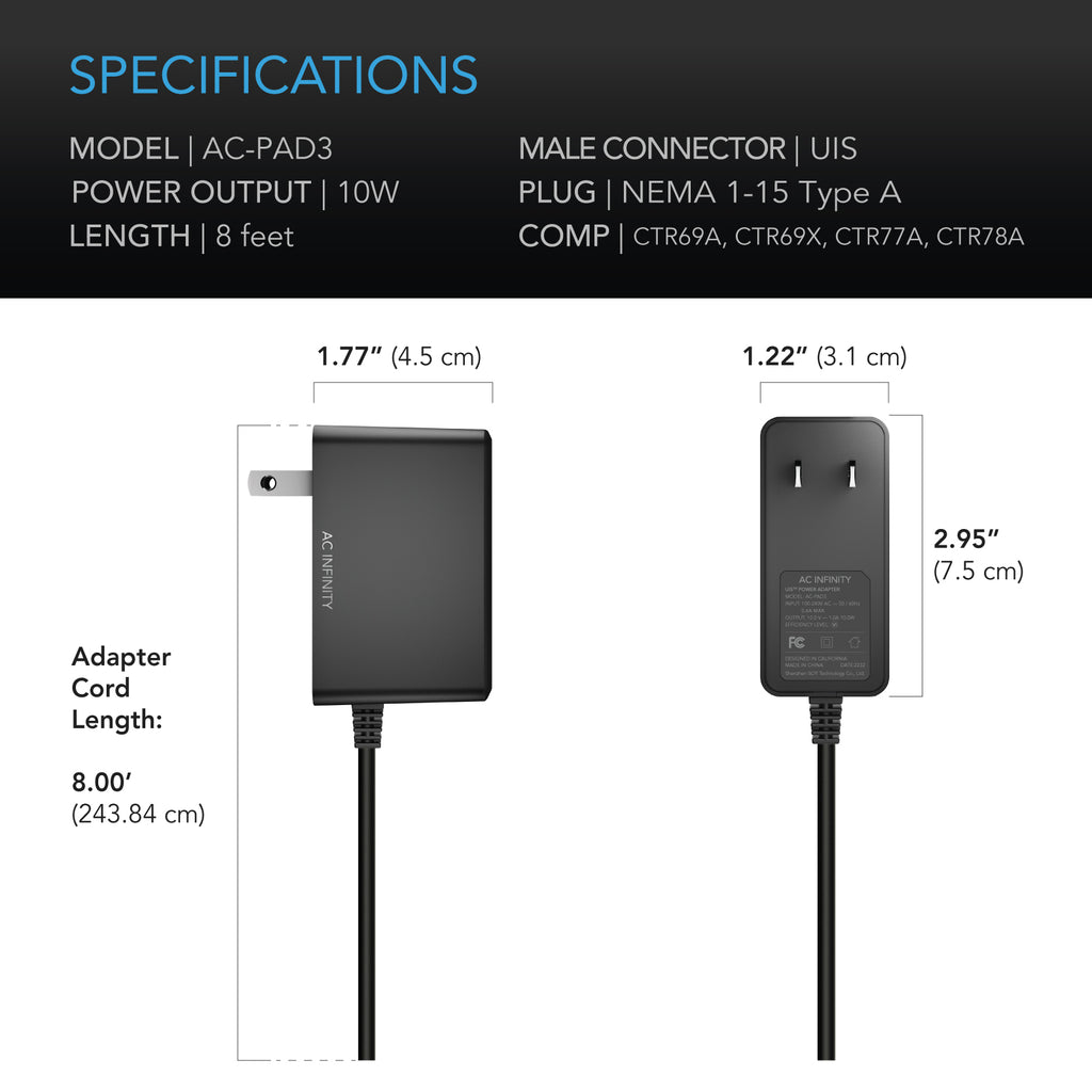 AC Infinity UIS Power Adapter for Controllers not powered by UIS product image 5