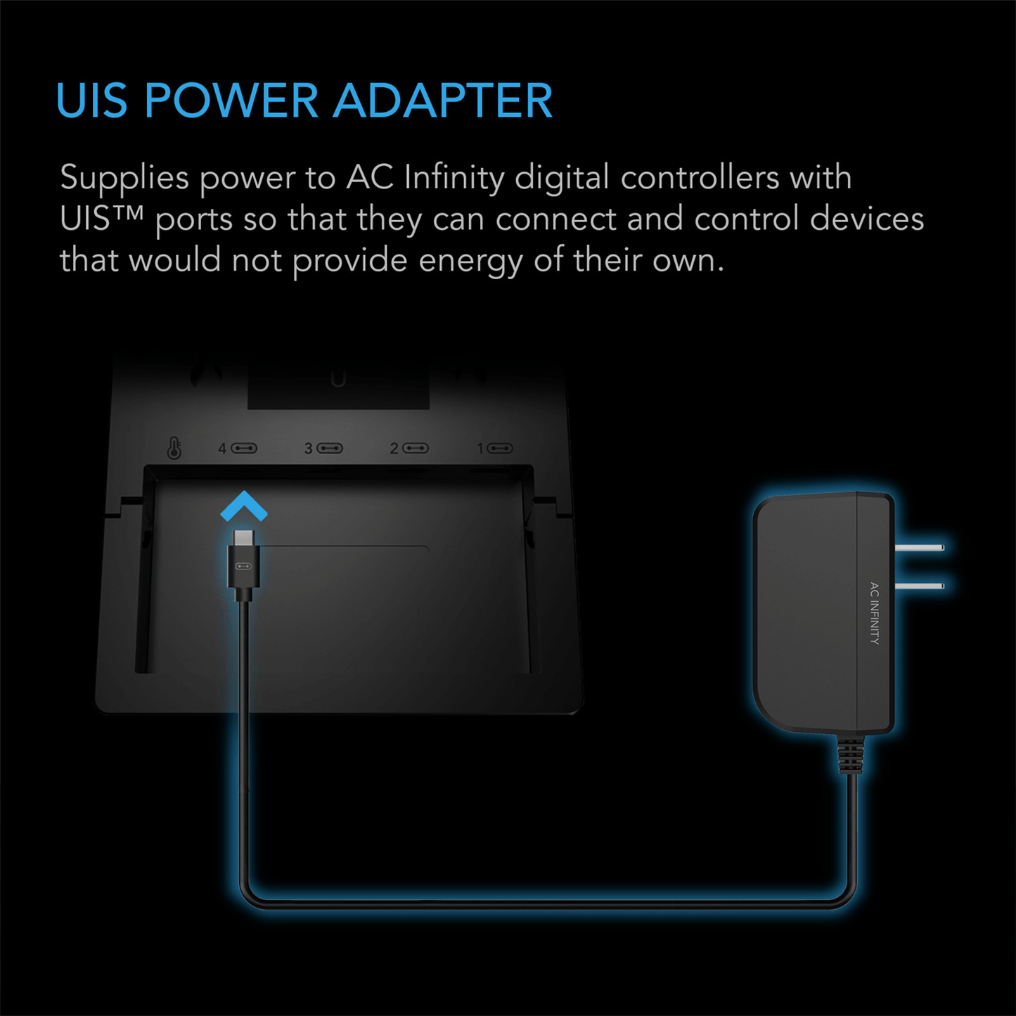 AC Infinity UIS Power Adapter for Controllers not powered by UIS devices | AC-PAD3 | Grow Tents Depot | Climate Control | 819137023710