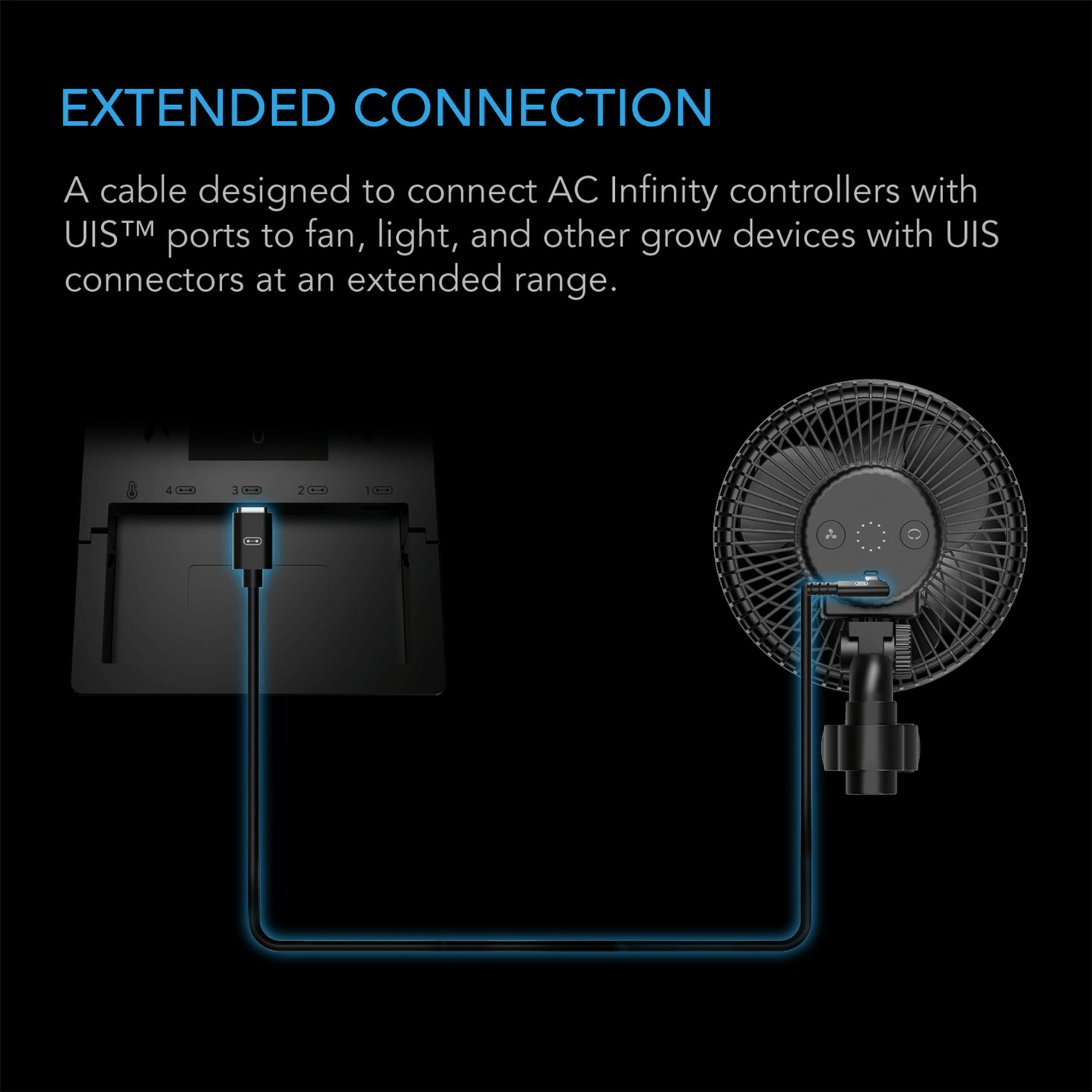 AC Infinity UIS to UIS Extension Cable, L-Shaped Male to Male, 10 ft. AC-EXS9 Climate Control