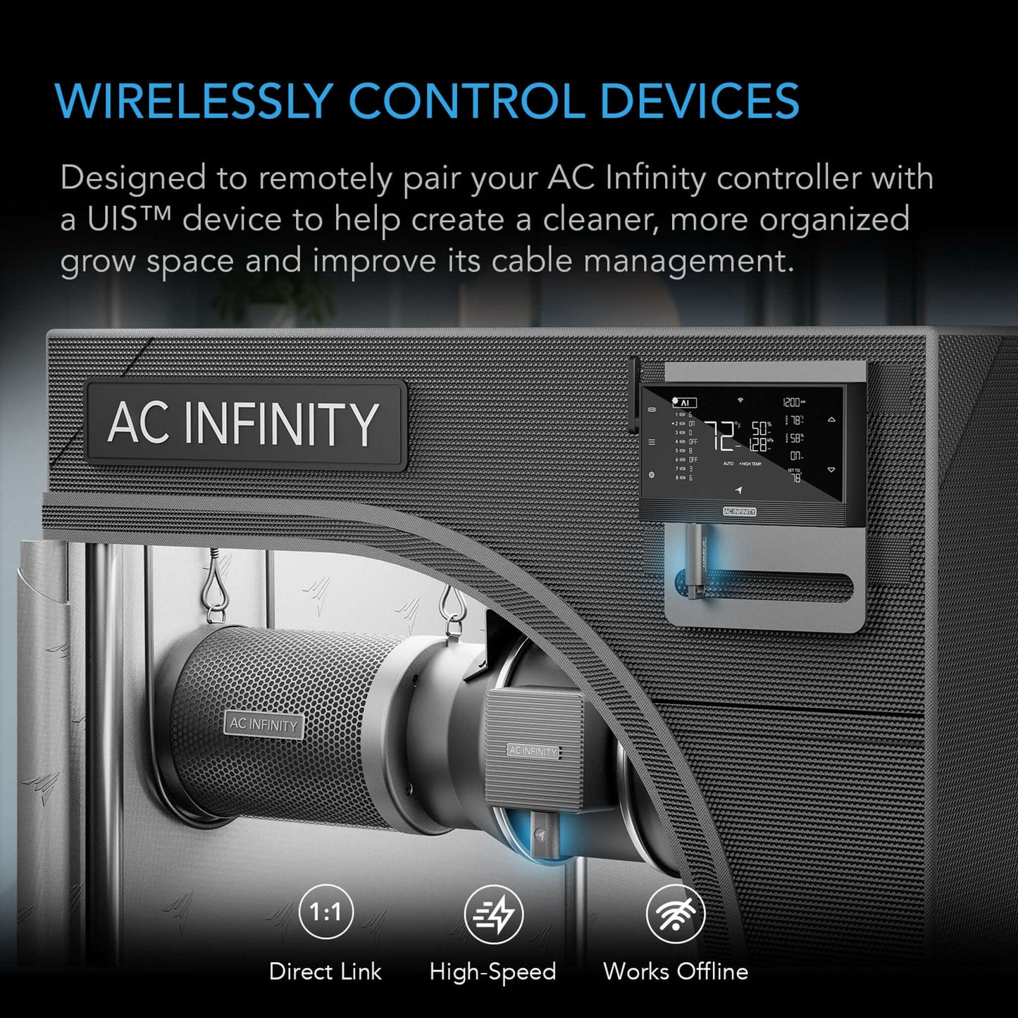 AC Infinity UIS 1-to-1 Transmitter & Receiver, Wirelessly Connects UIS Devices and Controllers, 2-Pack